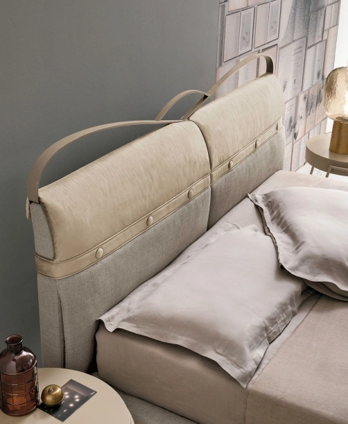 Letto matrimoniale imbottito tessuto o ecopelle CORFU PLUS Letto matrimoniale imbottito sfoderabile in tessuto e microfibra velluto oppure ecopelle